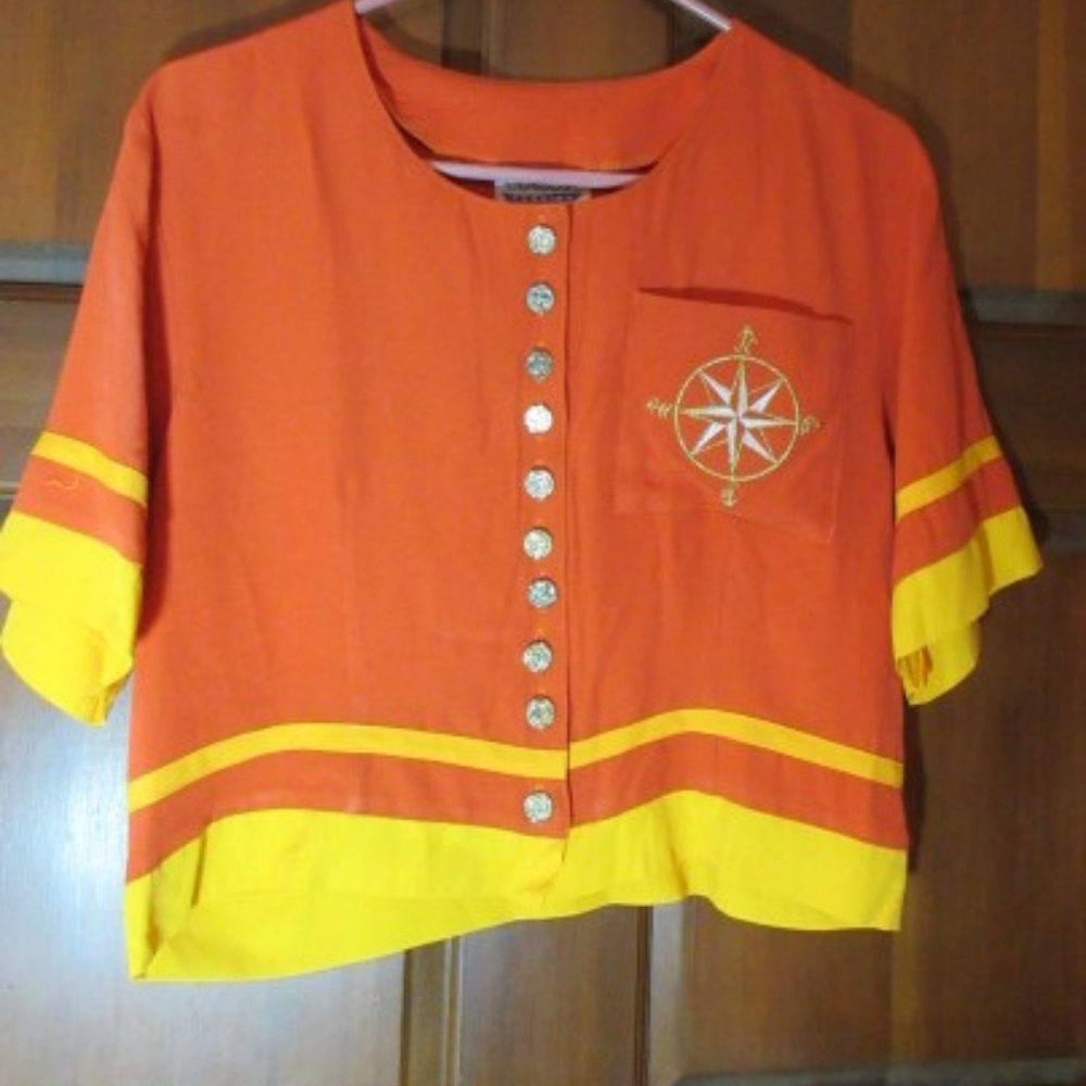 CLAUDIA CROPPED NAUTICAL TOP Orange Yellow Small